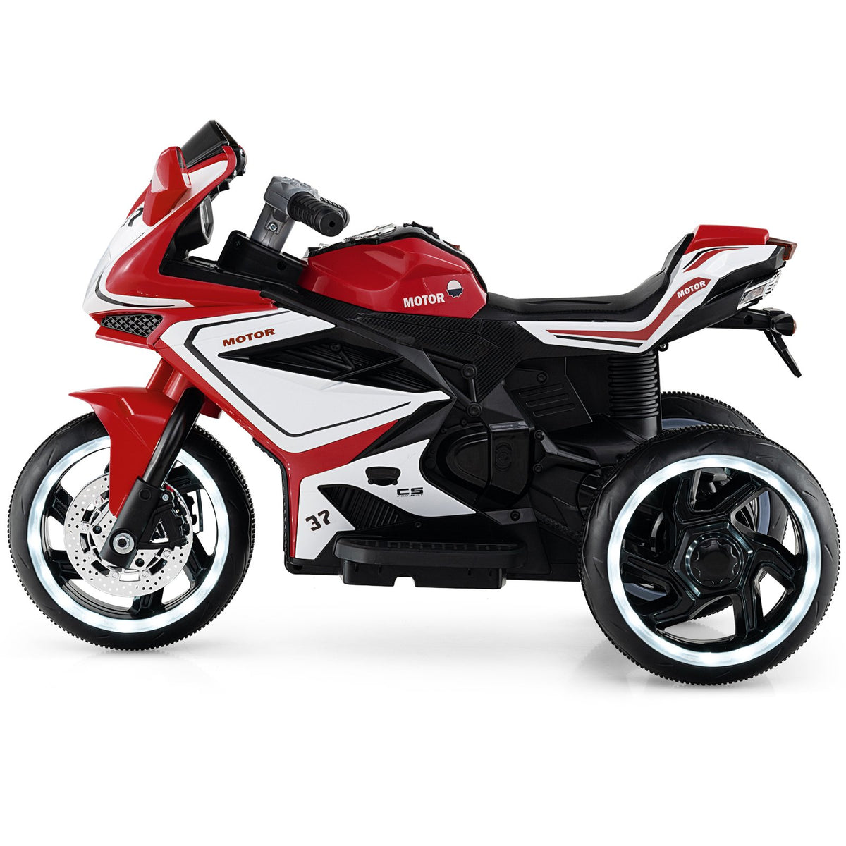 Kids Ride on Motorcycle 6V Battery Powered Mini Electric Motorbike with LED Lights-Red view 3