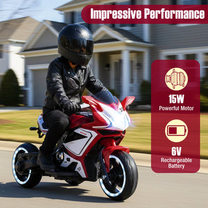 Kids Ride on Motorcycle 6V Battery Powered Mini Electric Motorbike with LED Lights-Red view 5