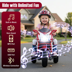Kids Ride on Motorcycle 6V Battery Powered Mini Electric Motorbike with LED Lights-Red view 6