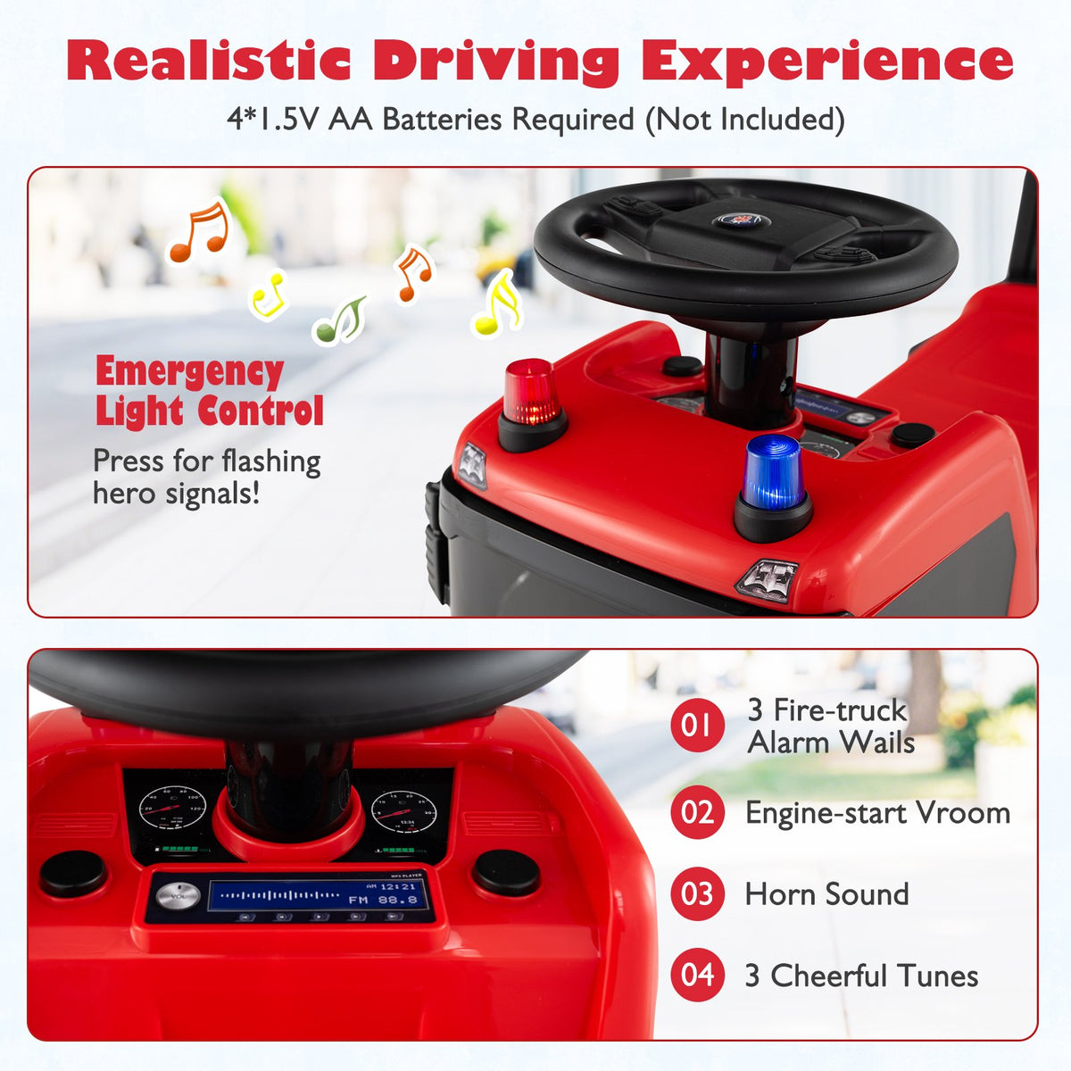 Kids Ride On Push Car Licensed SCANIA Truck Toy with Steering Wheel and Music-Red view 3