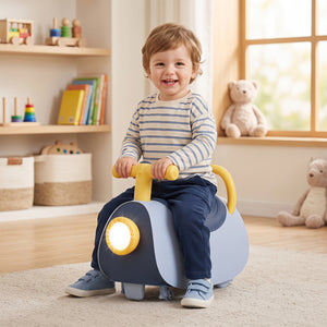 Kids Ride On Push Car with Headlight Music & Under Seat Storage for 18-36 Months-Blue view 3