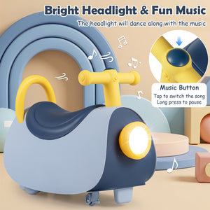 Kids Ride On Push Car with Headlight Music & Under Seat Storage for 18-36 Months-Blue view 6