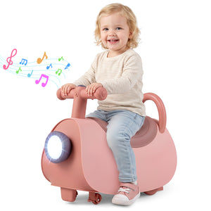 Kids Ride On Push Car with Headlight Music & Under Seat Storage for 18-36 Months-Pink view 4