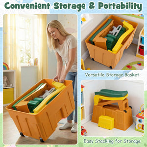 Kids Ride on Toy with Storage Box and Downhill Race Tracks-Coffee view 7
