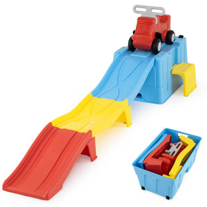 Kids Ride on Toy with Storage Box and Downhill Race Tracks-Multicolor