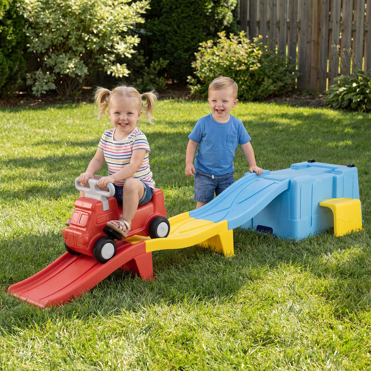 Kids Ride on Toy with Storage Box and Downhill Race Tracks-Multicolor view 3