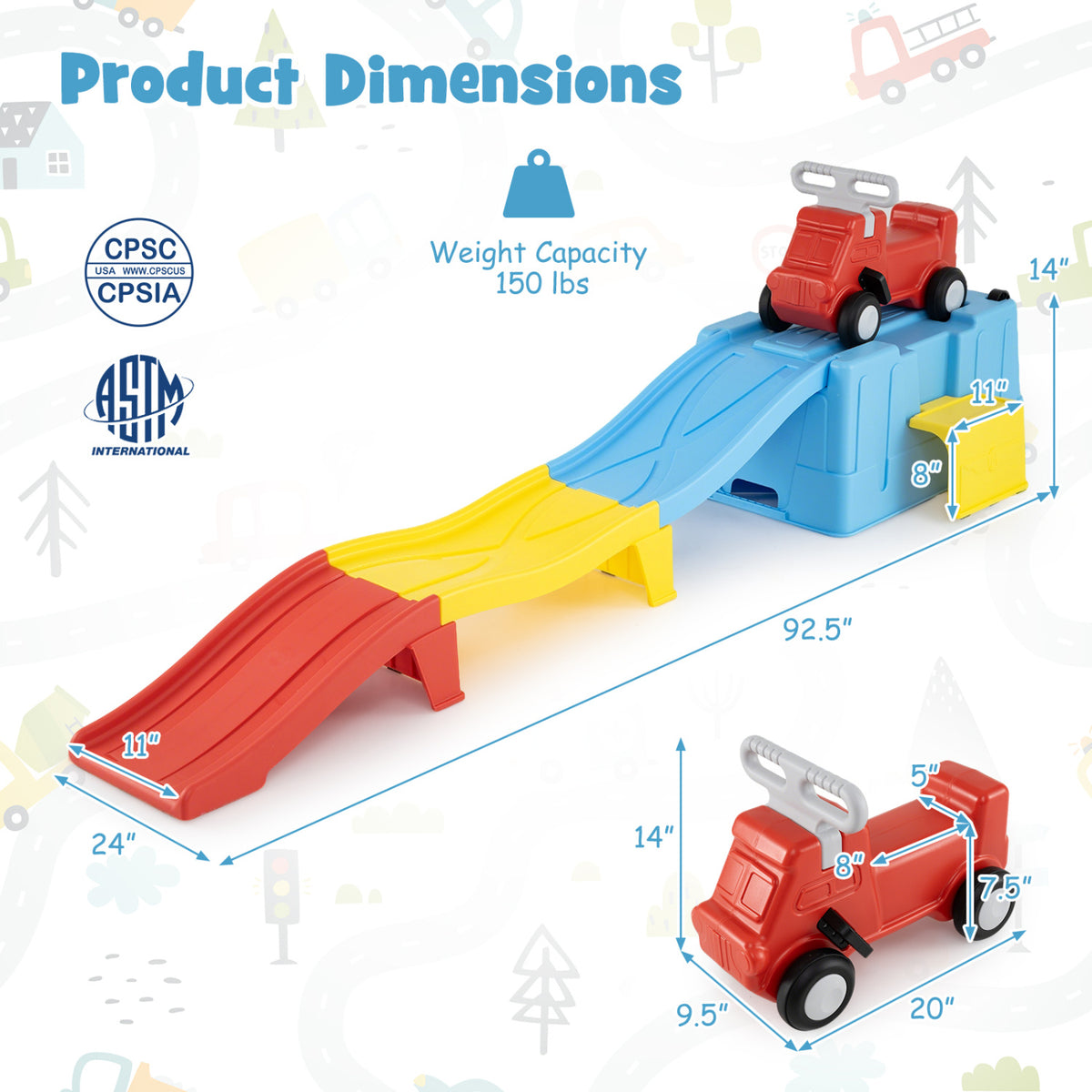 Kids Ride on Toy with Storage Box and Downhill Race Tracks-Multicolor view 5