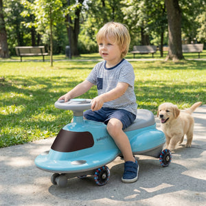 Kids Ride On Toy with Under-seat Storage and LED Flashing Wheels-Blue view 2