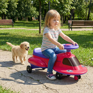 Kids Ride On Toy with Under-seat Storage and LED Flashing Wheels-Pink view 2