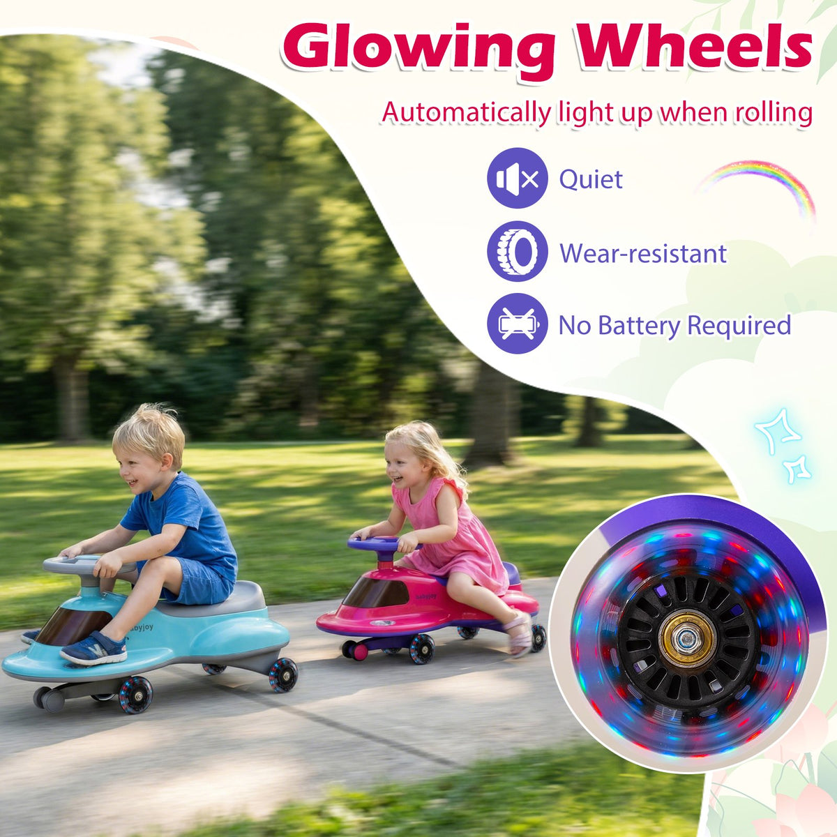 Kids Ride On Toy with Under-seat Storage and LED Flashing Wheels-Pink view 6