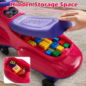 Kids Ride On Toy with Under-seat Storage and LED Flashing Wheels-Pink view 8