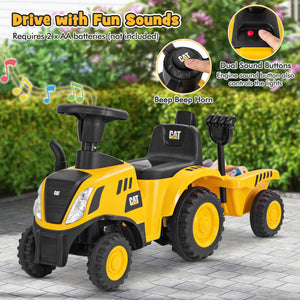 Kids Ride on Tractor Licensed Caterpillar with Detachable Trailer No Power-Yellow view 5