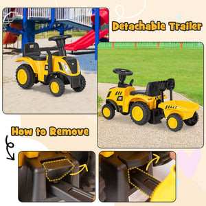 Kids Ride on Tractor Licensed Caterpillar with Detachable Trailer No Power-Yellow view 6