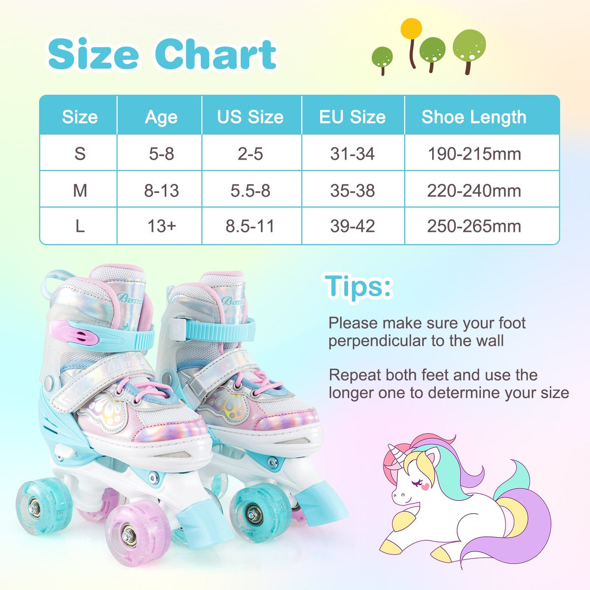 Kids Roller Skates 4 Sizes Adjustable Quad Skates with Light-up Wheels and Safety Protection-Navy view 4