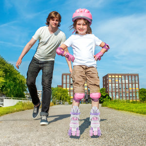 Kids Roller Skates 4 Sizes Adjustable Quad Skates with Light-up Wheels-Pink view 6