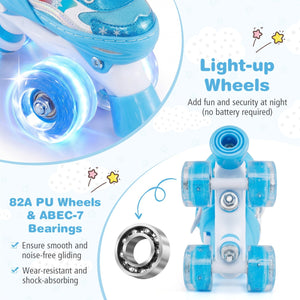 Kids Roller Skates 4 Sizes Adjustable with Light-up Wheels for Toddler Aged 3-4 (XS)-Blue view 7