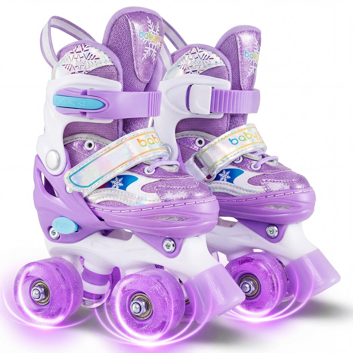 Kids Roller Skates 4 Sizes Adjustable with Light-up Wheels for Toddler Aged 3-4 (XS)-Purple