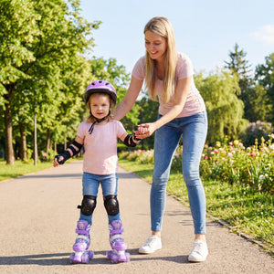 Kids Roller Skates 4 Sizes Adjustable with Light-up Wheels for Toddler Aged 3-4 (XS)-Purple view 5