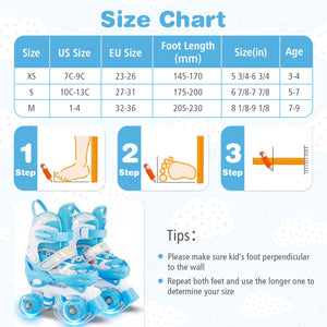 Kids Roller Skates 4 Sizes Adjustable with Light-up Wheels for Toddler Aged 5-7 (S)-Blue view 4