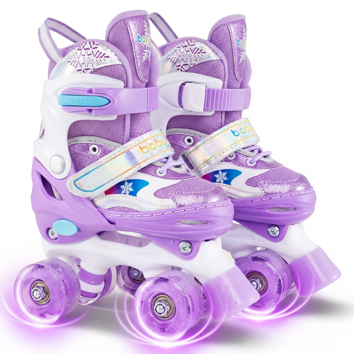 Kids Roller Skates 4 Sizes Adjustable with Light-up Wheels for Toddler Aged 5-7 (S)-Purple