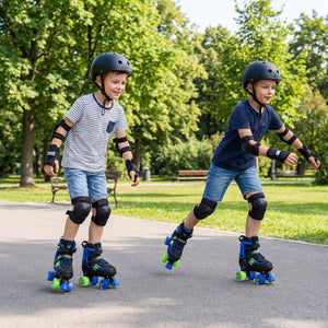 Kids Roller Skates for Girls Boys 4 Sizes Adjustable Quad Skates with Light-up Wheels for Outdoor-Navy view 2