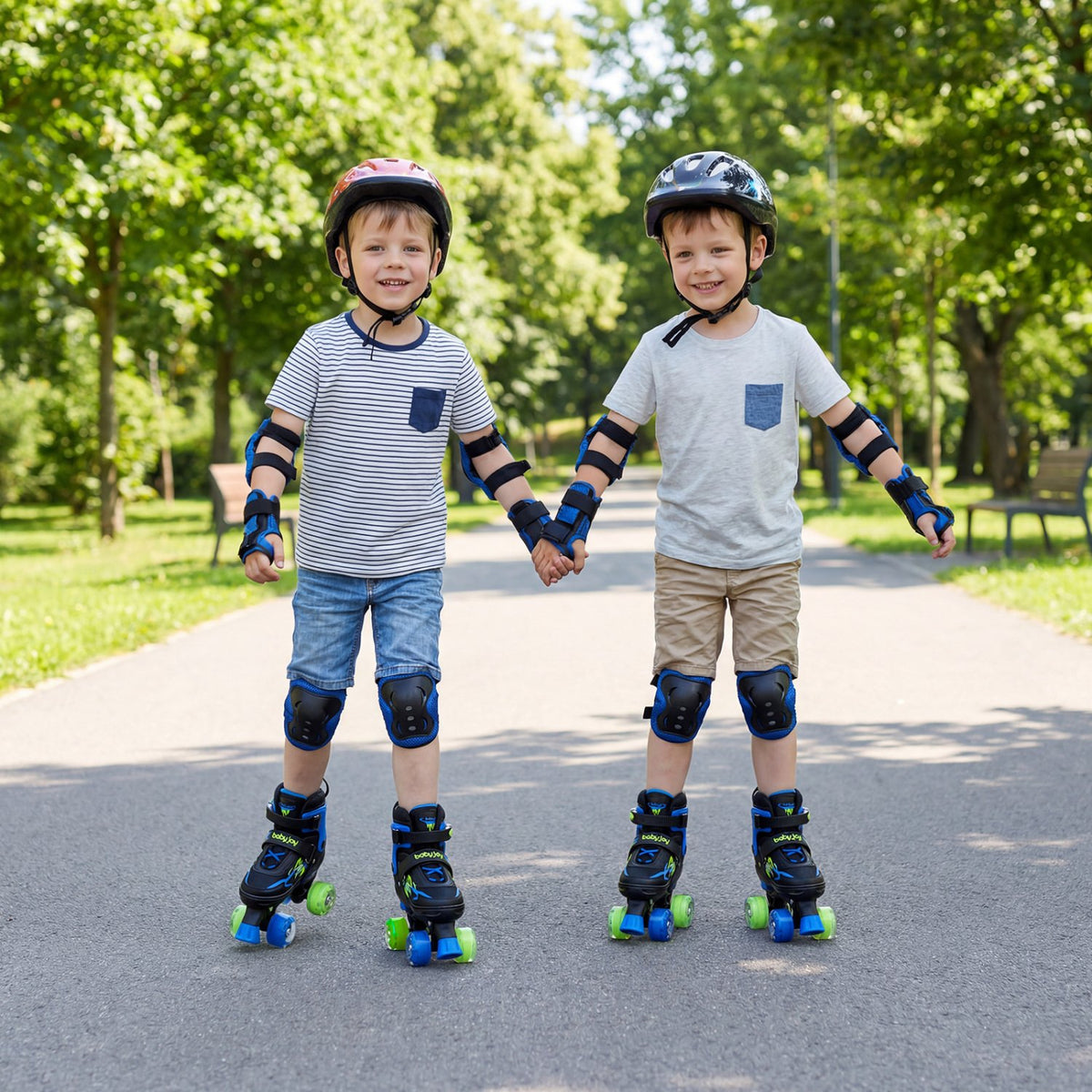 Kids Roller Skates for Girls Boys 4 Sizes Adjustable Quad Skates with Light-up Wheels-Navy view 3