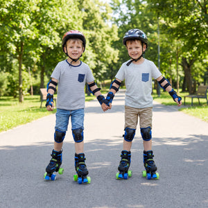 Kids Roller Skates for Girls Boys 4 Sizes Adjustable Quad Skates with Light-up Wheels-Navy view 3