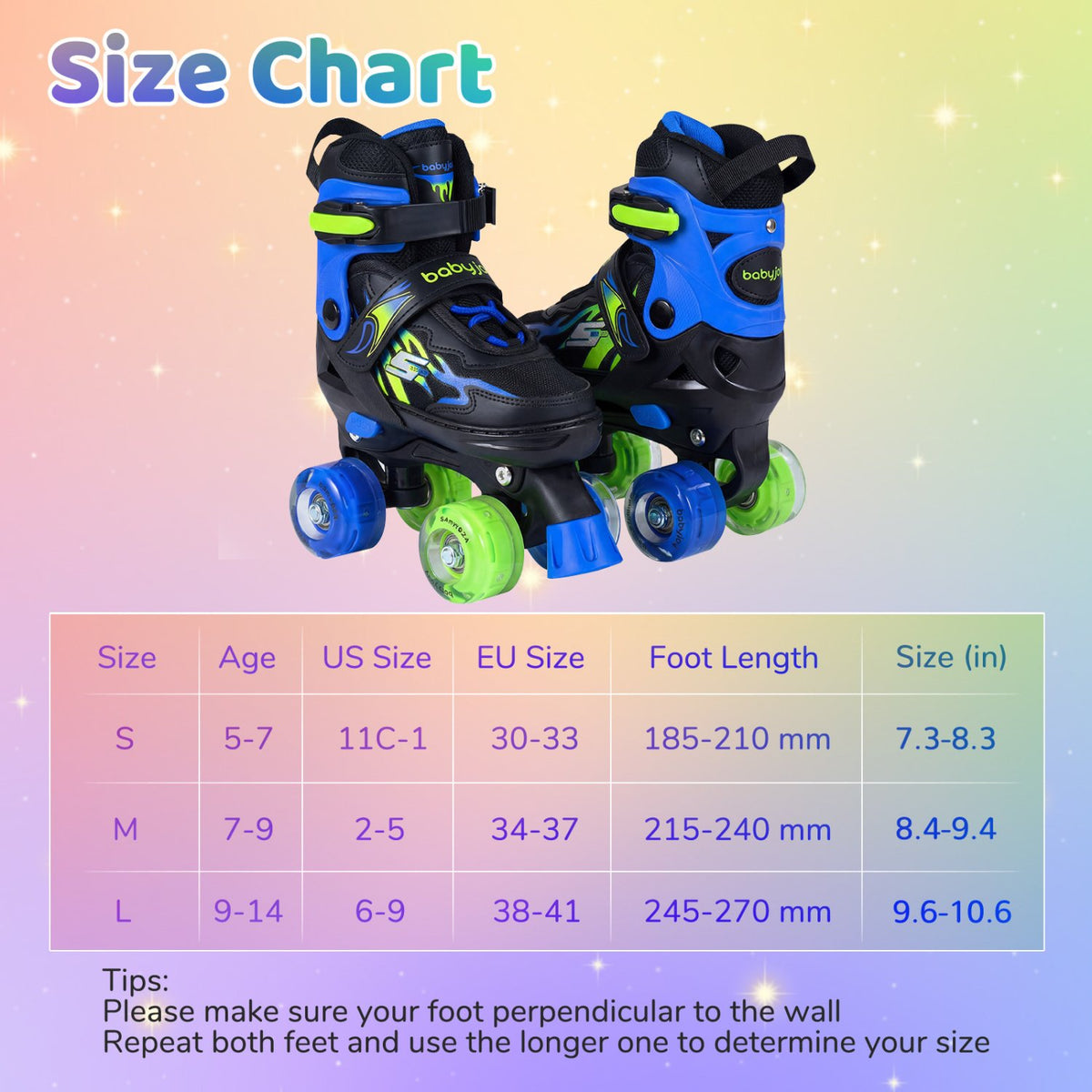 Kids Roller Skates for Girls Boys 4 Sizes Adjustable Quad Skates with Light-up Wheels-Navy view 4