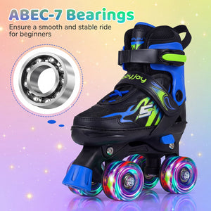 Kids Roller Skates for Girls Boys 4 Sizes Adjustable Quad Skates with Light-up Wheels-Navy view 7