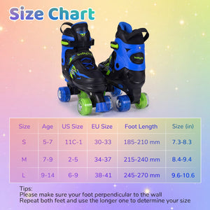 Kids Roller Skates for Girls Boys Teens 4 Sizes Adjustable Quad Skates with Light-up Wheels-Navy view 4