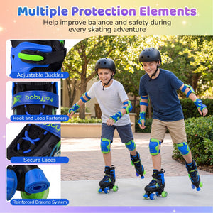 Kids Roller Skates for Girls Boys Teens 4 Sizes Adjustable Quad Skates with Light-up Wheels-Navy view 8