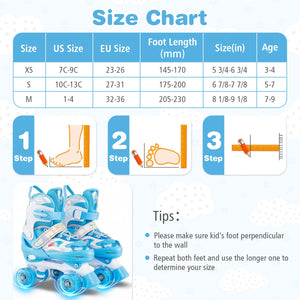 Kids Roller Skates for Girls Boys with Light-up Wheels and Safety Protection-Navy view 4