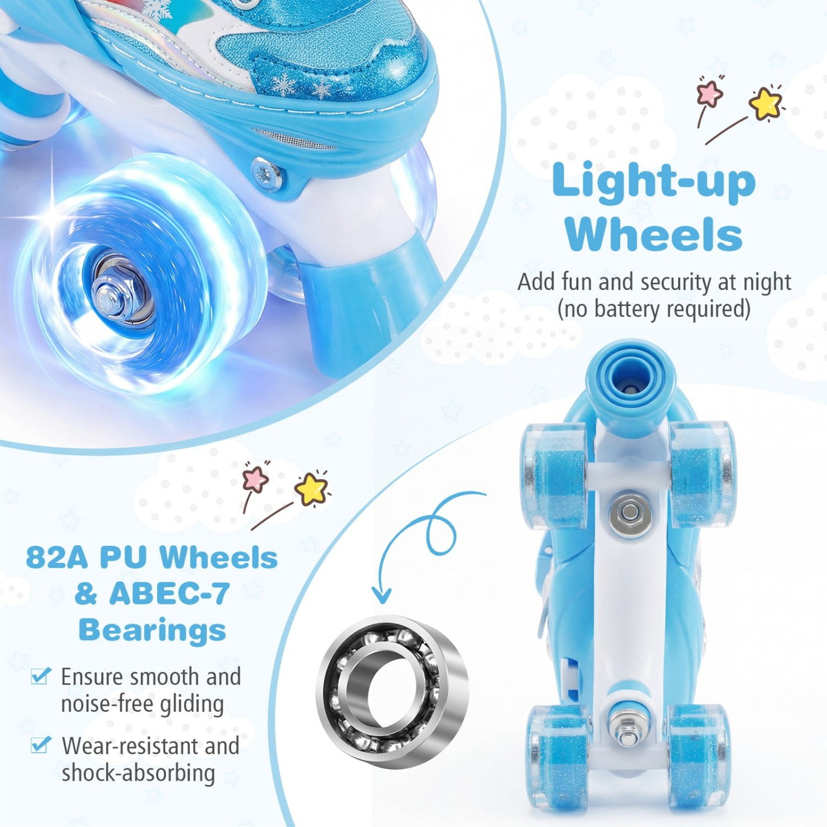 Kids Roller Skates for Girls Boys with Light-up Wheels and Safety Protection-Navy view 7