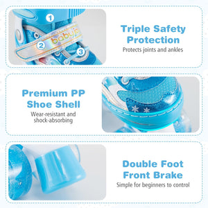 Kids Roller Skates for Girls Boys with Light-up Wheels and Safety Protection-Navy view 8