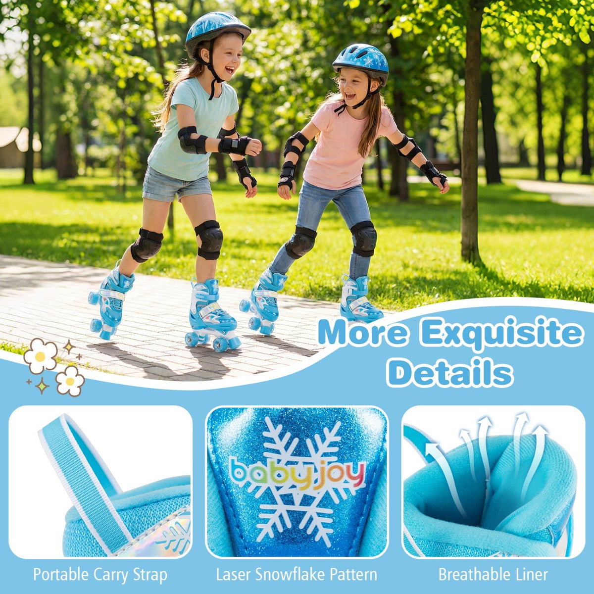 Kids Roller Skates for Girls Boys with Light-up Wheels and Safety Protection-Navy view 9