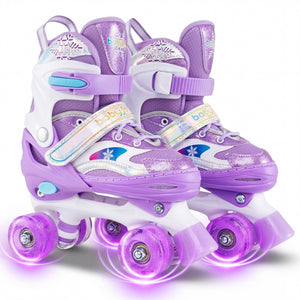 Kids Roller Skates for Girls Boys with Light-up Wheels and Safety Protection-Purple