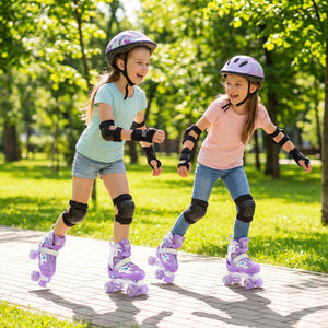 Kids Roller Skates for Girls Boys with Light-up Wheels and Safety Protection-Purple view 2