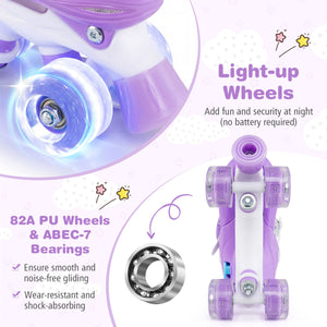 Kids Roller Skates for Girls Boys with Light-up Wheels and Safety Protection-Purple view 7