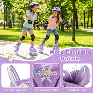 Kids Roller Skates for Girls Boys with Light-up Wheels and Safety Protection-Purple view 9
