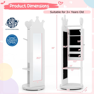 Kids Room Furniture Set Princess Vanity Table and Stool Set with Mirror and Drawer-White view 4