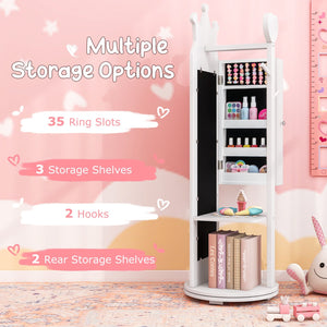 Kids Room Furniture Set Princess Vanity Table and Stool Set with Mirror and Drawer-White view 6