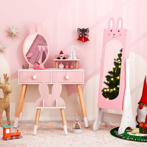 Kids Room Furniture Set with Princess Vanity Table and Chair-Pink view 6