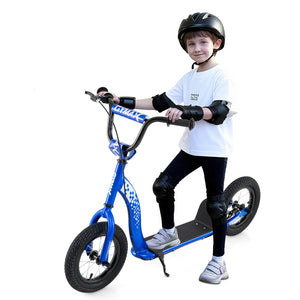 Kids Scooter Youth Kick Scooter with Adjustable Height Handlebar 12-Inch Inflatable Wheels-Navy view 4