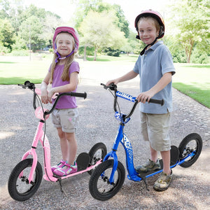 Kids Scooter Youth Kick Scooter with Adjustable Height Handlebar 12-Inch Inflatable Wheels-Navy view 6