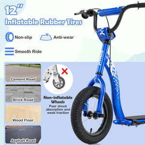 Kids Scooter Youth Kick Scooter with Adjustable Height Handlebar 12-Inch Inflatable Wheels-Navy view 9
