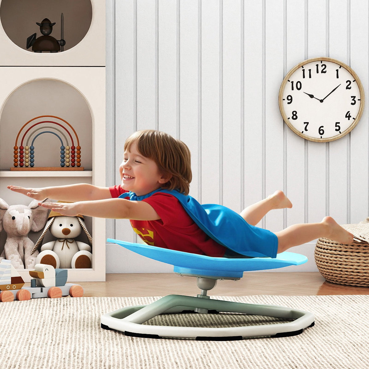 Kids Sensory Swivel Chair Cat Claw 360° Spinning Chair with Non-Slip Metal Base-Blue view 2
