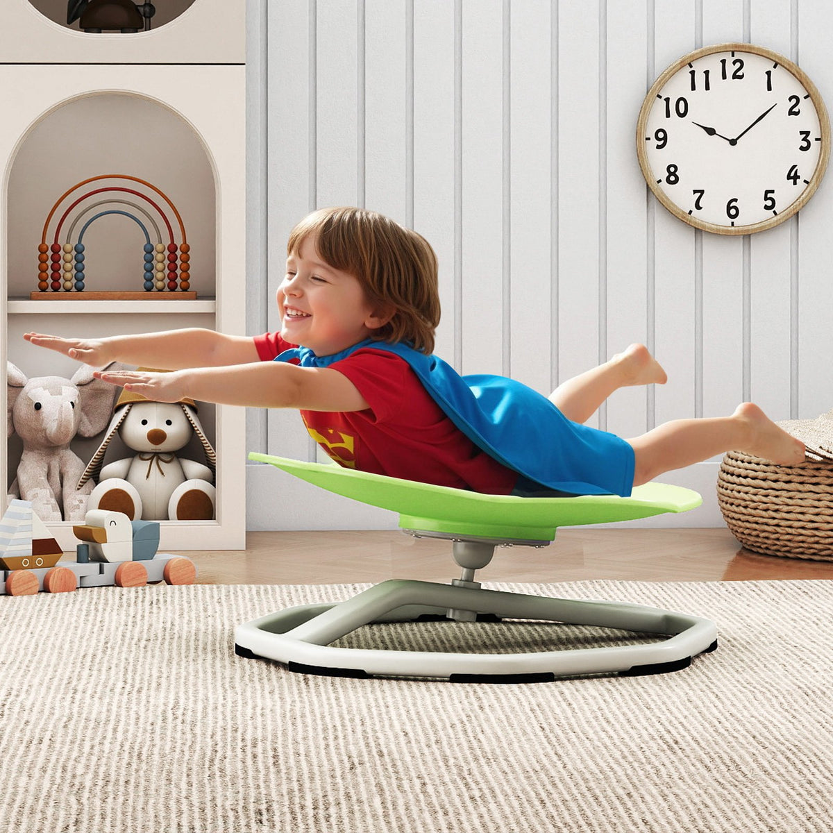 Kids Sensory Swivel Chair Cat Claw 360° Spinning Chair with Non-Slip Metal Base-Green view 3
