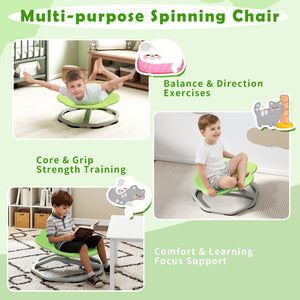 Kids Sensory Swivel Chair Cat Claw 360° Spinning Chair with Non-Slip Metal Base-Green view 6