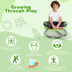 Kids Sensory Swivel Chair Elephant 360° Spinning Chair with Non-Slip Metal Base-Green view 7