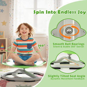 Kids Sensory Swivel Chair Elephant 360° Spinning Chair with Non-Slip Metal Base-Green view 8